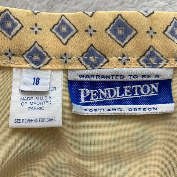 Vintage Pendleton Blouse & Skirt 2pc Set Women 18 Yellow Geometric USA Old Money - Picture 7 of 15